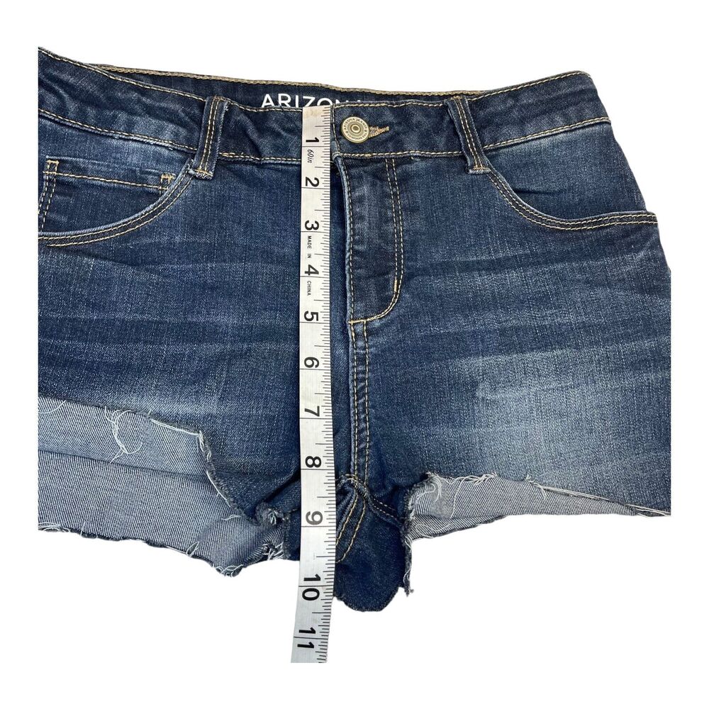 Arizona Jeans Cut-Off Shorts Girls 14 Blue Denim Stretch Frayed Hem Mid-Rise - Picture 5 of 6